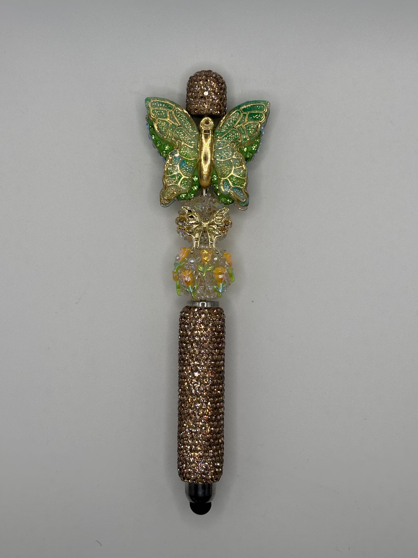 Rhinestone Green Butterfly Touch Screen Stylus