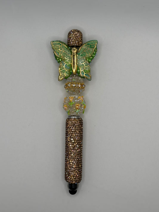 Rhinestone Green Butterfly Touch Screen Stylus
