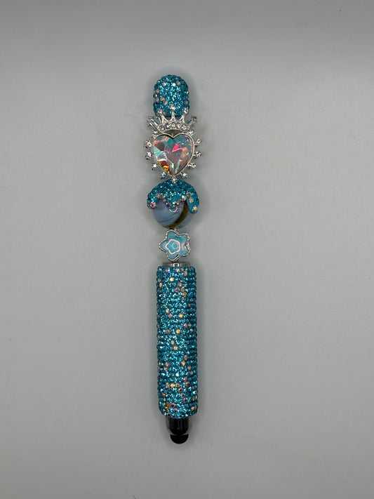 Teal Crowned Heart Touch Screen Stylus