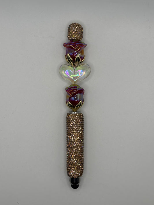 Rose Rhinestone Touchscreen Stylus